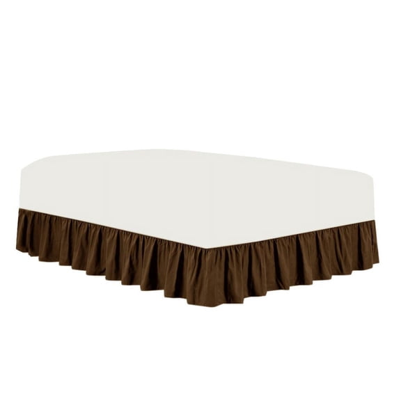 The Great American Store- Luxurious 1800 Series Brushed 100% Microfiber Easy Fit Gathered Style Ruffled Bed Skirt - 11 Inch Drop Length (Full Size, Solid Chocolate) - Covers Bed Legs & Frame