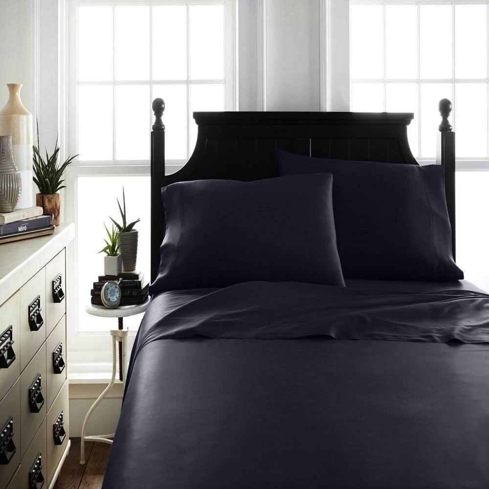 The Great American Store Olympic Queen Size Bed Sheet Set Solid Navy