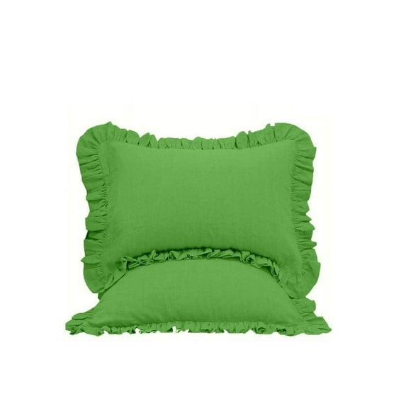The Great American Store Premium Collections 2PC Ruffle Pillowshams (20 x 26, Sage) 1800 Series Microfiber Wrinkle & Stain Resistant