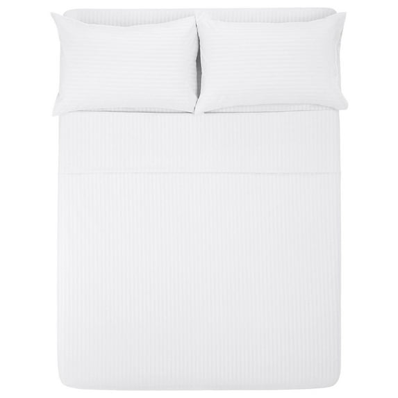 The Great American Store- Queen Size Un-Attached Waterbed Sheets With 21 Inch Extra Deep Stripe White - 600 TC Cotton - Soft & Comfortable, Bed Sheets For Waterbed