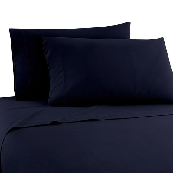 The Great American Store- Super Single Size Un-Attached Waterbed Sheets With 21 Inch Extra Deep Solid Navy Blue - 600 TC Cotton - Soft, Comfortable Bed Sheets For Waterbed