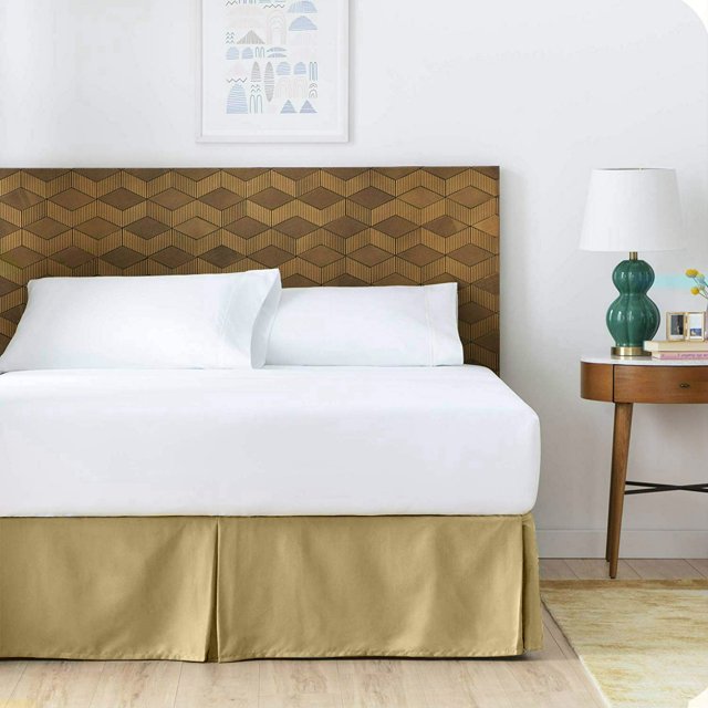 The Great American Store Twin Bed Skirt Beige Solid 15 Inch Tailored Drop Pleated Bed Skirt, Easy Fit Dust Ruffle, Soft Brushed Microfiber Ruffle Bed Skirt, Luxury Bedskirt