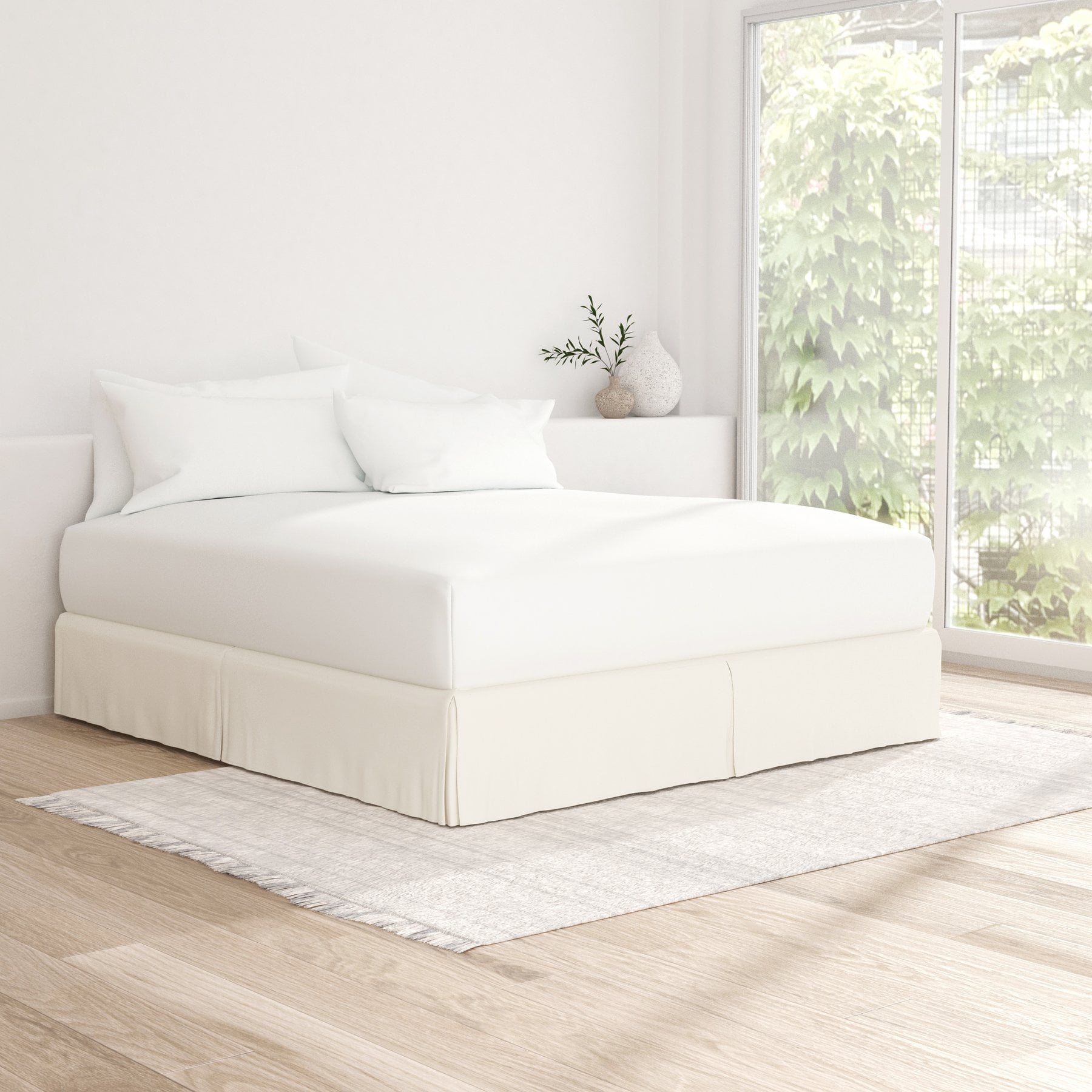 The Great American Store Twin Size Pleated Bed Skirt Solid Ivory 15 Inch Tailoed Drop - Easy On & Off, Wrinkle Free Dust Ruffle