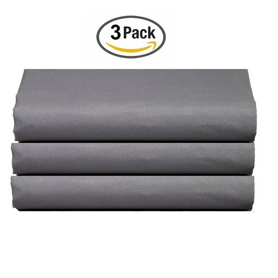 The Great American Store Ultra-Soft 1800 Series Microfiber Solid Flat Sheet (Pack of 3, Queen, Grey)- Top Sheets - Hypoallergenic - Wrinkle, Fade, Stain Resistant
