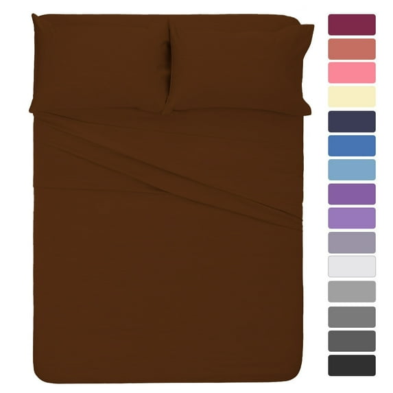 The Great American Store Ultra-Soft 1800 Series Solid 4PC Sheet Set (Cal King, Chocolate) - Double Brushed - Extra Deep Pocket - Stain Resistant, Warm, Breathable And Hypoallergenic