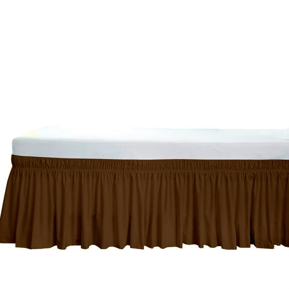 The Great American Store- Wrap Around Elastic Bed Skirt, Easy On & Off Dust Ruffle Bed Skirts 21 Inch Tailored Drop (Solid Chocolate, Twin XXL) - 650 TC 100% Cotton - Easy Fit, Fade Resitant