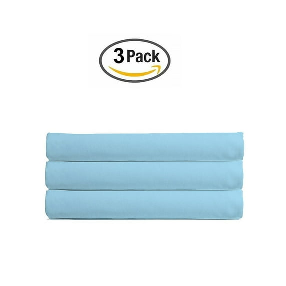The Great American Store's Ultra-Soft 1800 Series Microfiber Solid Fitted Sheet Side Pocket/Pouch Organizer (Pack of 3, Twin XL, Blue)- Fade and Wrinkle Resistant - Hypoallergenic