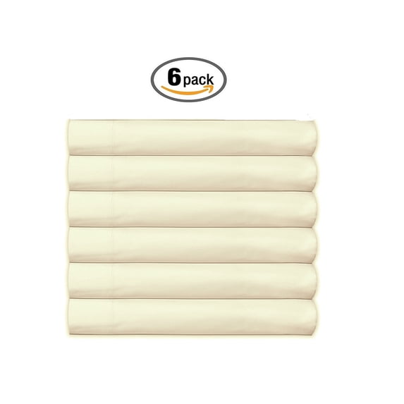 The Great American Store's Ultra-Soft 1800 Series Microfiber Solid Fitted Sheet Side Pocket/Pouch Organizer (Pack of 6, Queen, Ivory)- Fade and Wrinkle Resistant - Hypoallergenic