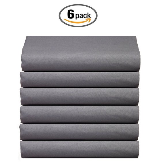 The Great American Store's Ultra-Soft 1800 Series Microfiber Solid Fitted Sheet Side Pocket/Pouch Organizer (Pack of 6, Twin, Grey)- Fade and Wrinkle Resistant - Hypoallergenic