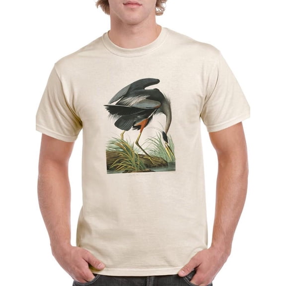 The Great Blue Heron T-Shirt Men -John James Audubon Designs, Male Medium