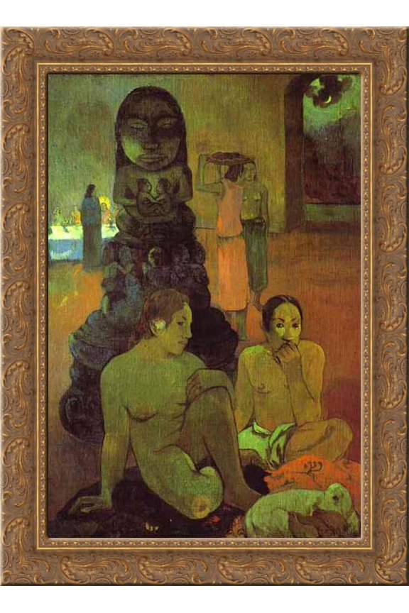 The Great Buddha 24x18 Gold Ornate Wood Framed Canvas Art by Paul Gauguin