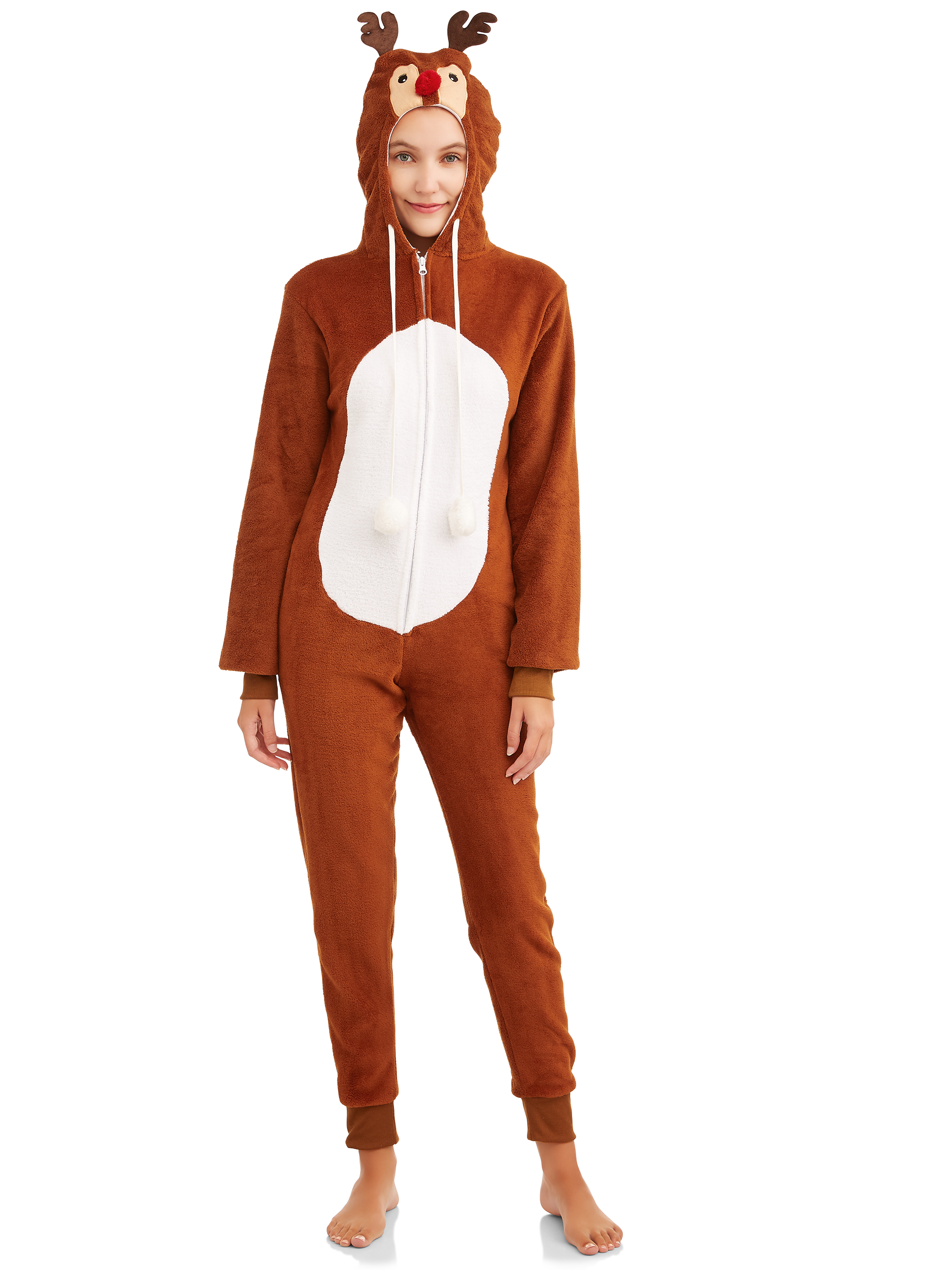 The Great Christmas Women's Christmas Edition Plush Hooded One Piece Union Suit - image 1 of 3