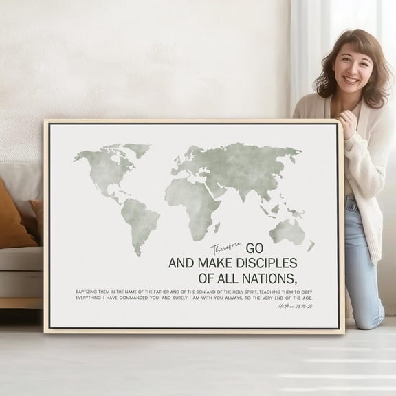 The Great Commission Matthew 28 19 20 Christian World Map Scripture