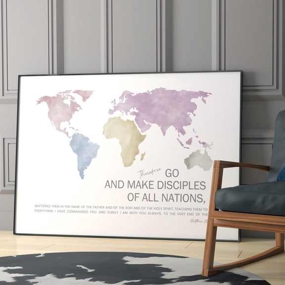 The Great Commission Matthew 28 19 20 Christian World Map Wall Decor