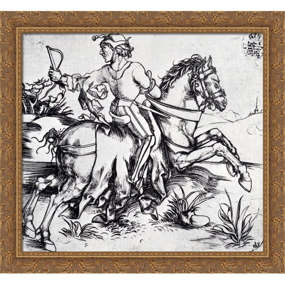 The Great Courier 30x28 Large Gold Ornate Wood Framed Canvas Art by Albrecht Durer