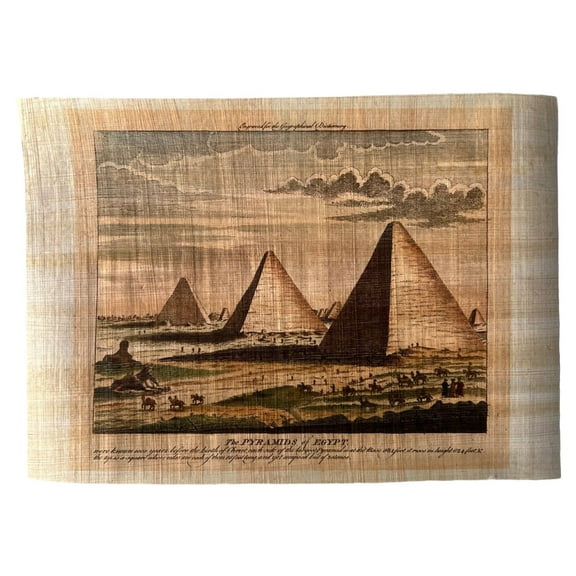 The Great Egyptian Pyramids Printing on Authentic Papyrus, Pyramids of Giza Cairo, Gift for Ancient Egypt and Egyptian Pyramid Lovers 13x9 inches