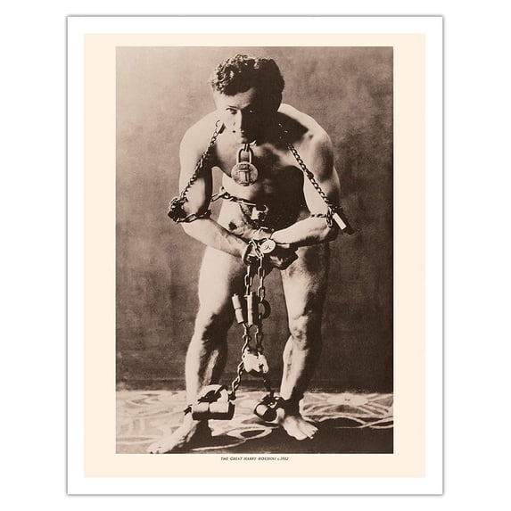 The Great Harry Houdini - Vintage Magic Poster c.1903 - Fine Art Matte Paper Print (Unframed) 11x14in