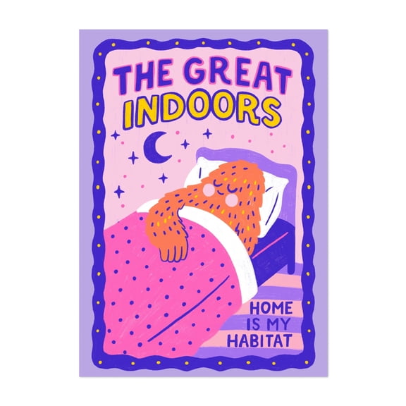 The Great Indoors - Drawing Humor Whimsical Illustration Quote Typography Pop Art Modern Art Unframed Wall Art Print 12 x 18 inches