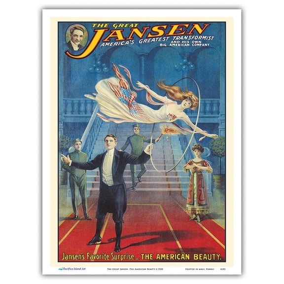 The Great Jansen - America’s Greatest Transformist - The American Beauty - Vintage Magic Poster c.1920 - Master Art Print (Unframed) 9in x 12in