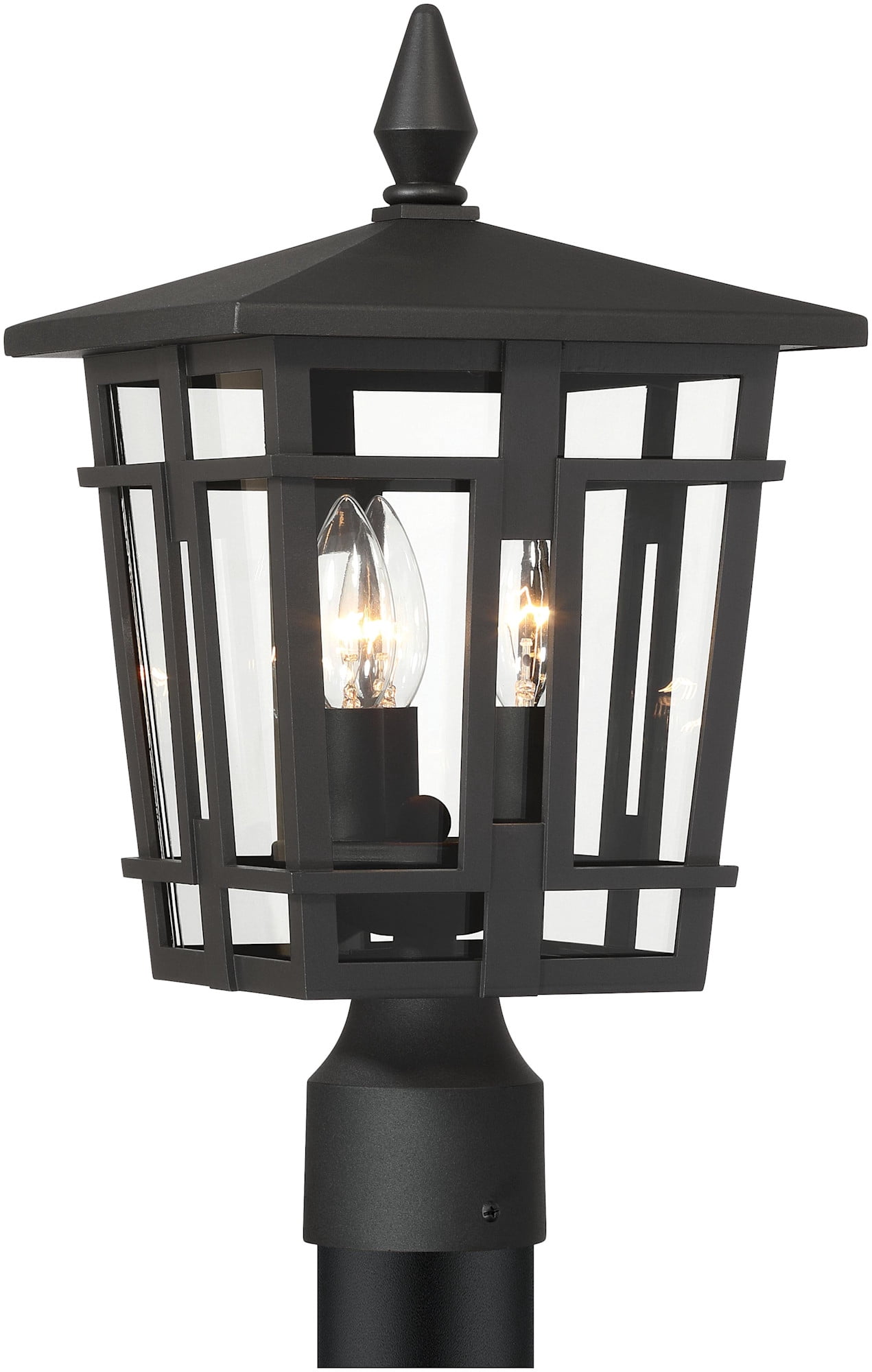 The Great Outdoors 77905 Fieldstone 3 Light 17" Tall Post Light - Sand Coal Black