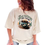 The Great Outdoors Are Calling T-Shirt, Adventure Lover Shirt, Outdoors Enthusiast Tee, Nature Inspired Graphic Tee, Hiking Gift, Ivory Comfort Colors T-Shirt, Small