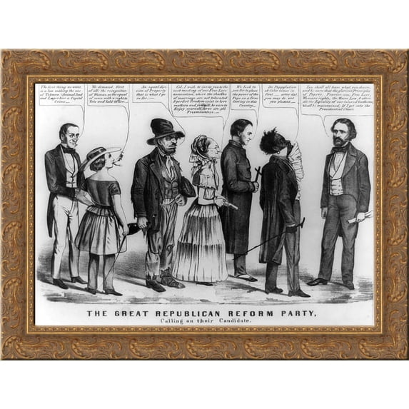 The Great Republican Reform Party Calling on their Candidate 24x18 Gold Ornate Wood Framed Canvas Art by Currier and Ives