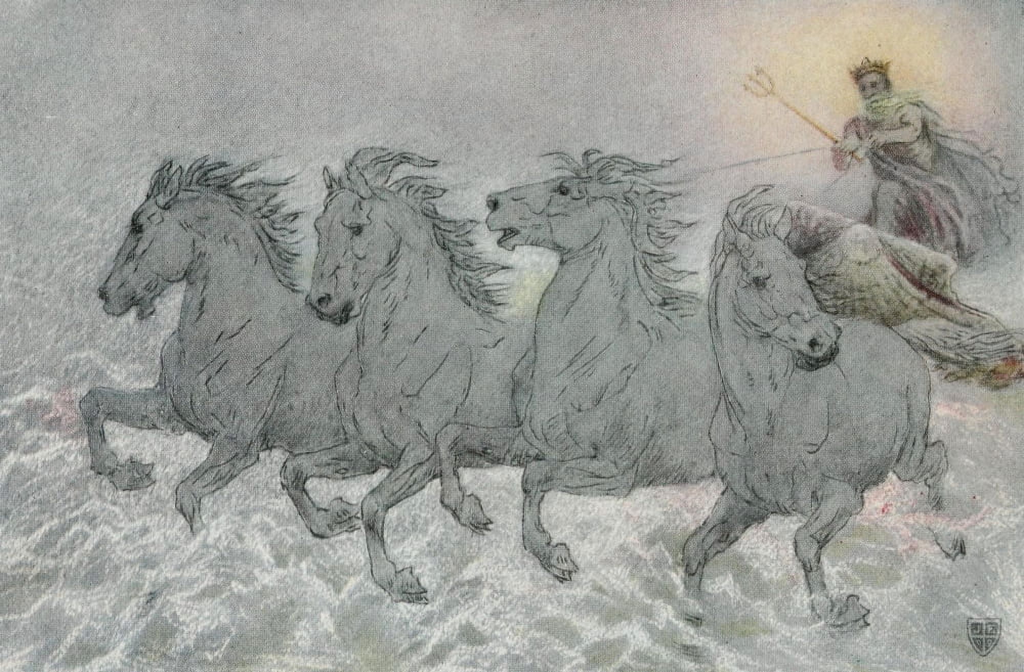 The Great Sea Horse 1909 Neptune drove in his chariot Canvas Art - John Elliott (18 x 24)