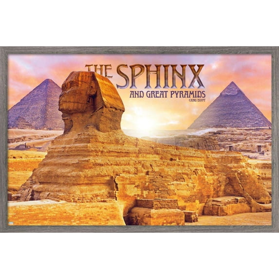 The Great Sphinx and Pyramids Wall Poster, 22.375" x 34", Framed