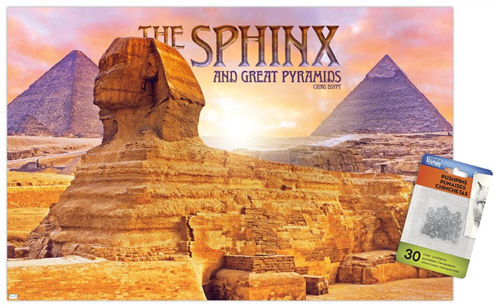 The Great Sphinx and Pyramids Wall Poster with Push Pins, 14.725" x 22. ...