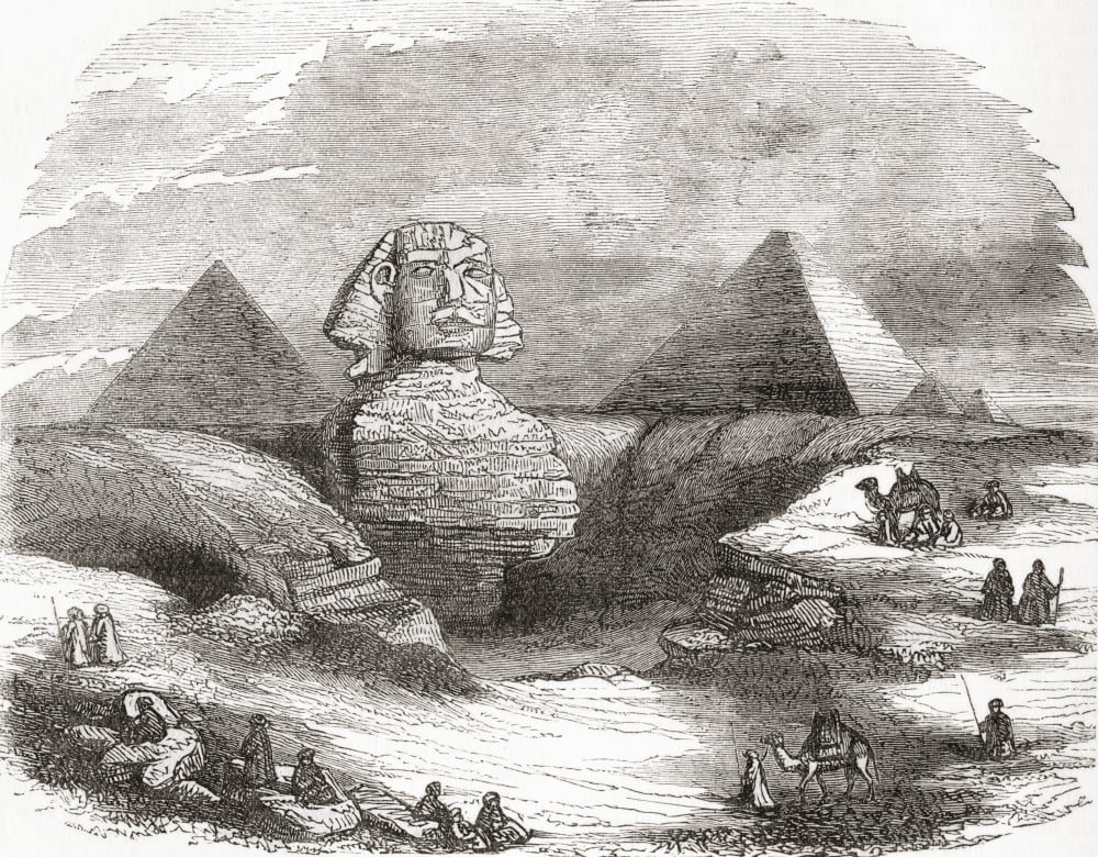 The Great Sphinx of Giza Egypt in the 19th century From The National Encyclopaedia published c1890 Canvas Art - Ken Welsh Design Pics (30 x 24)