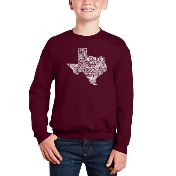 The Great State Of Texas - Boy's Word Art Crewneck Sweatshirt