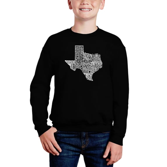 The Great State Of Texas - Boy's Word Art Crewneck Sweatshirt