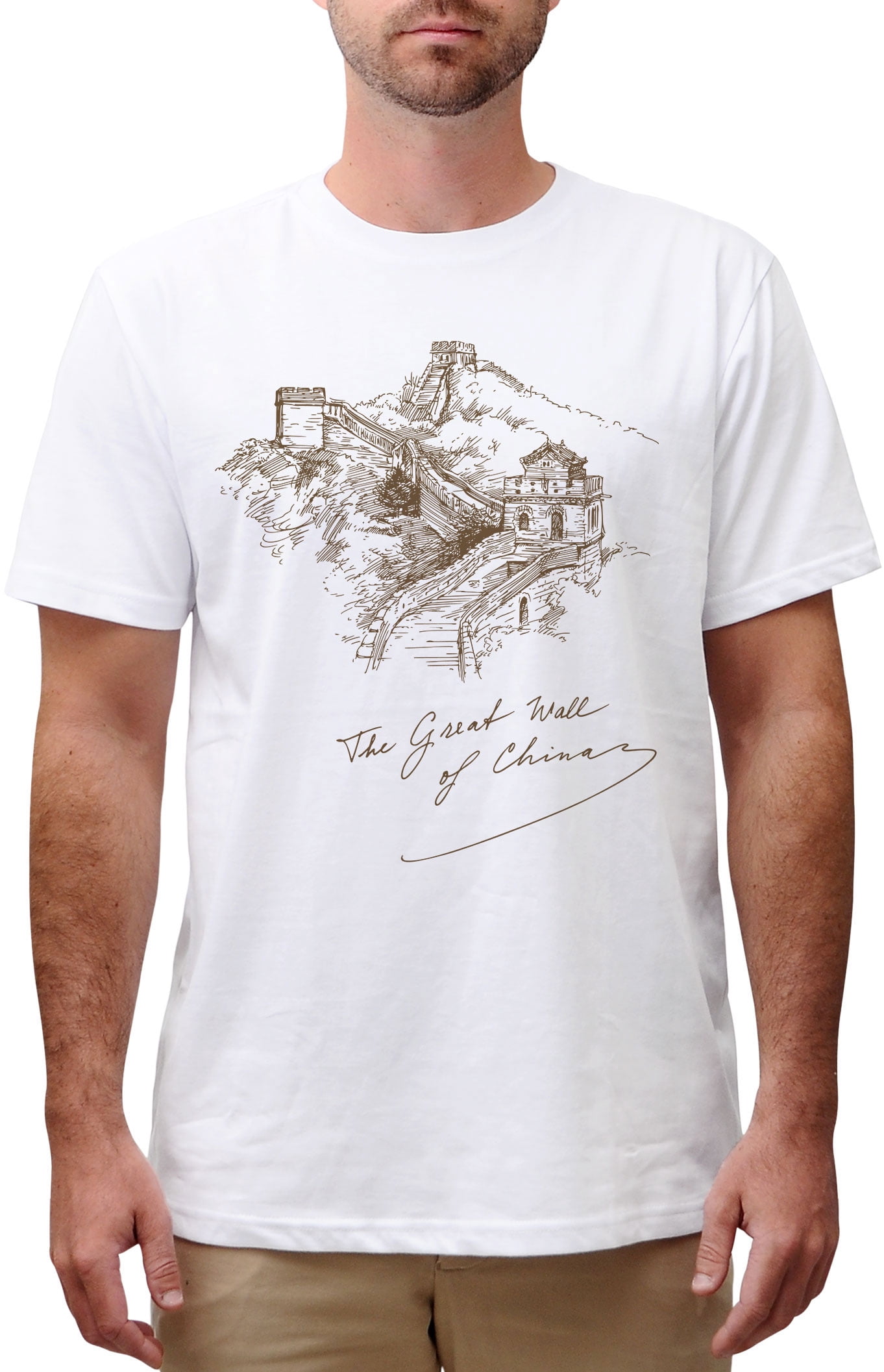 The Great Wall Of China Printed Cotton Round neck Men T-shirt 