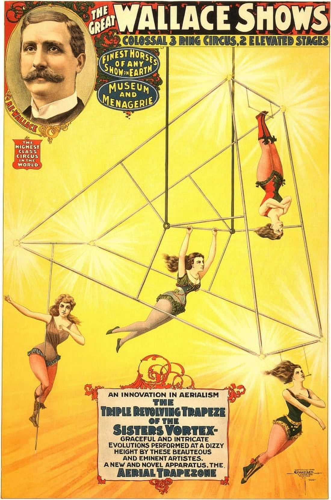 The Great Wallace Shows An Innovation In Aerialism Circus Canvas Art - (18 x 24)