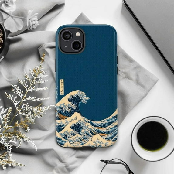 The Great Wave Phone Case, Japanese Ukiyo-e Art Inspired Ocean Wave Design Protective Cover for iPhone 16 15 14 13 12 11 Pro Max Mini