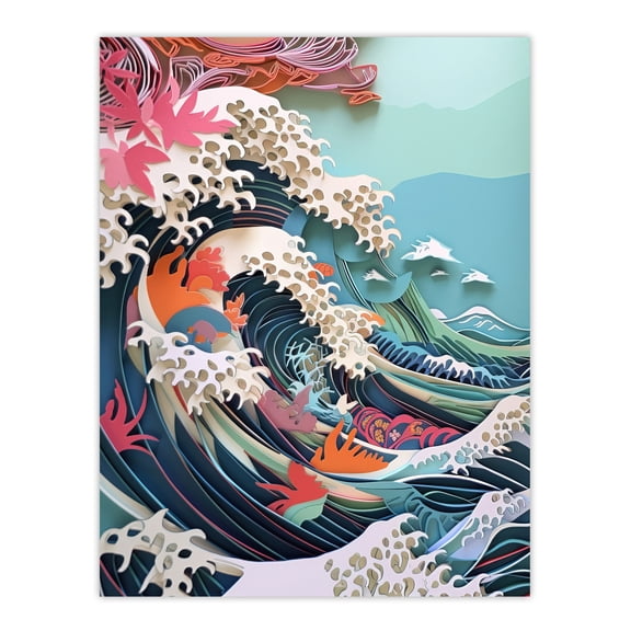 The Great Wave Tropical Seascape Concept Art Multi-Dimensional Artwork Unframed Wall Art Print Poster Home Decor Premium