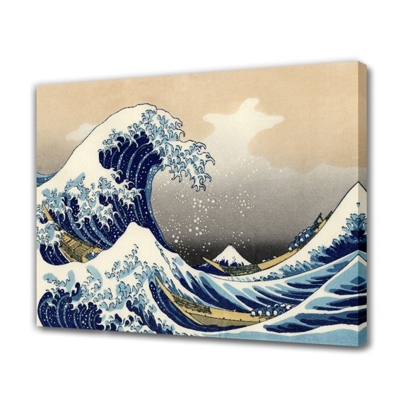The Great Wave at Kanagawa 1829 Canvas Poster Bedroom Decor Sports Landscape Office Room Decor Gift,Frame-style,24x36inch(60x90cm)