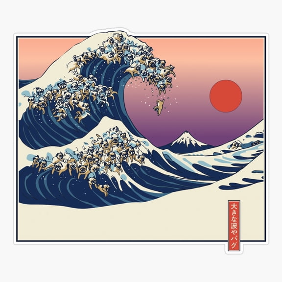 The Great Wave oPug Sticker