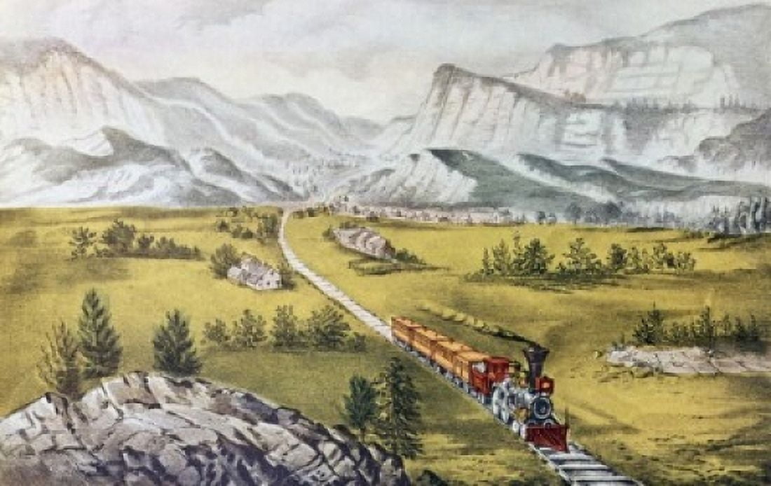 The Great West Currier & Ives (1834-1907 American) Lithograph Canvas Art - Currier and Ives (24 x 36)