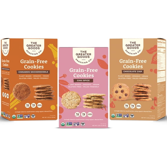 The Greater Goods Snacking Co., Gluten Free Cookie Sampler Pack, 4oz, 3 Boxes