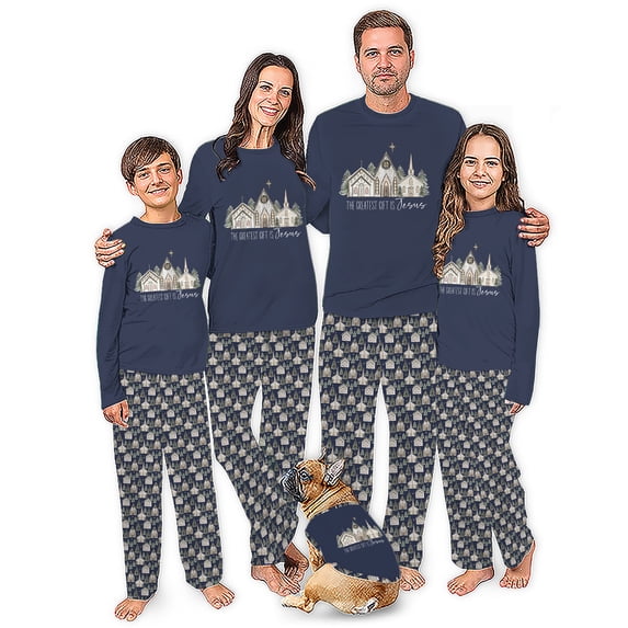 The Greatest Gift Is Jesus Matching Family Christmas Pajamas, Christian Christmas PJs, Plus Size Pajamas, Two Pockets