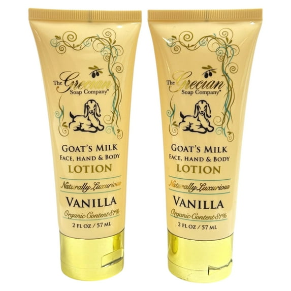 The Grecian Soap Company Organic Goat's Milk Hydrating Lotion, Vanilla, 2 oz, 2 Pack