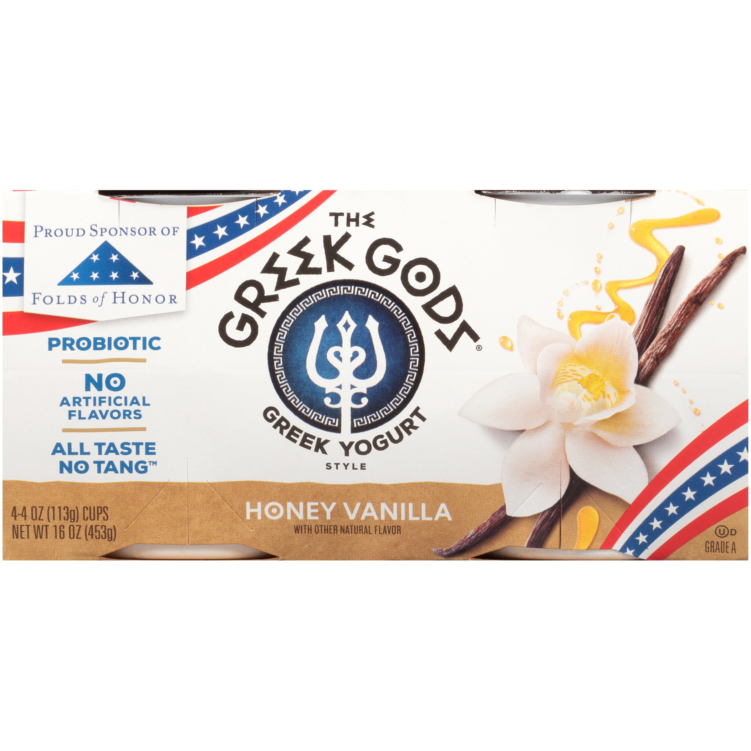 The Greek Gods Honey Vanilla Greek Style Yogurt, 4 oz Cup (4 Count