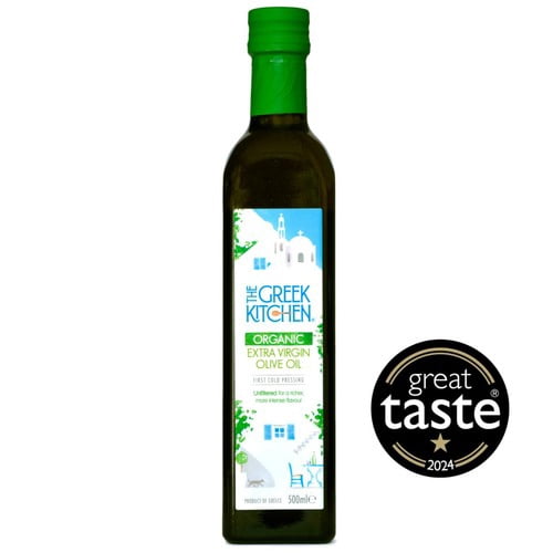 The Greek Kitchen Organic Unfiltered Extra Virgin Olive Oil 500ml, British Import (Pack of 2)