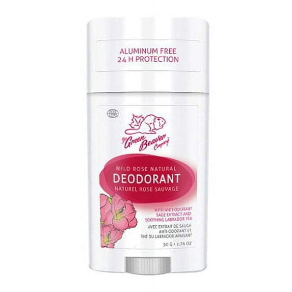 The Green Beaver Company 24 Hour protection and Aluminum Free Wild Rose Natural Deodorant Stick, 1.76 Oz, 3 Pack