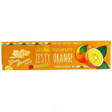 Natural Toothpaste Zesty Orange 2.5 fl oz by Green Beaver, Pack of 2