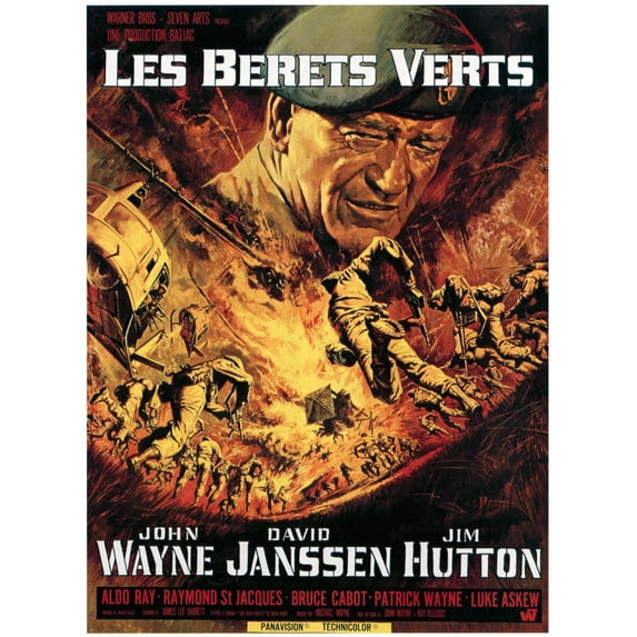 The Green Berets (Aka Les Berets Verts) John Wayne Featured On German Poster Art 1968. Movie Poster Masterprint (24 x 36)