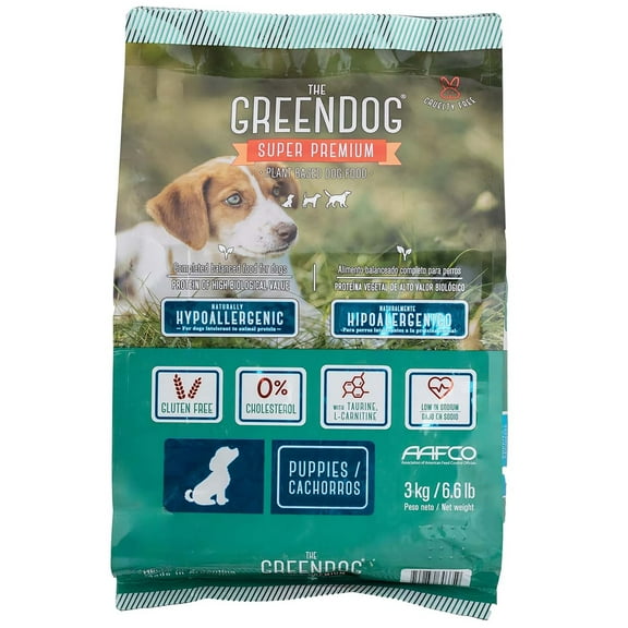 The Green Dog: Super Premium - Puppies - 6.6 Lb Bag Dog Food - Plant Based Protein, Vegan Dry Pet Kibble, Gluten Free, Complete Nutrition