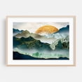 thumbnail image 1 of The Green Golden Mountains - Illustration Abstract Landscape Mountain Modern Art Nature Geometric Sunset Oak Framed Wall Art Print 12 x 18 inches, 1 of 6