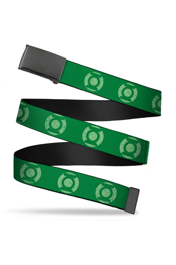 Adjustable Belt, Clamp Buckle, Cut-to-Fit, Green Lantern Logo Weathered Greens
